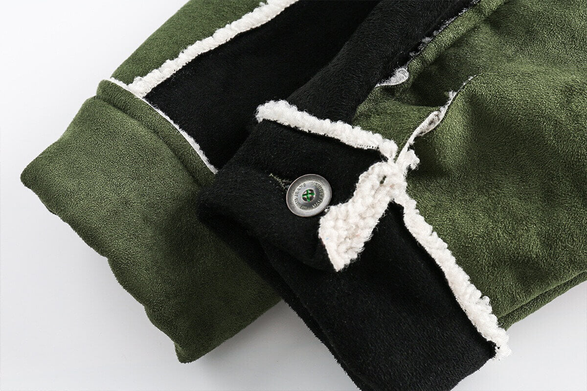 Vintage Floral Embroidered Suede Fleece Jacket