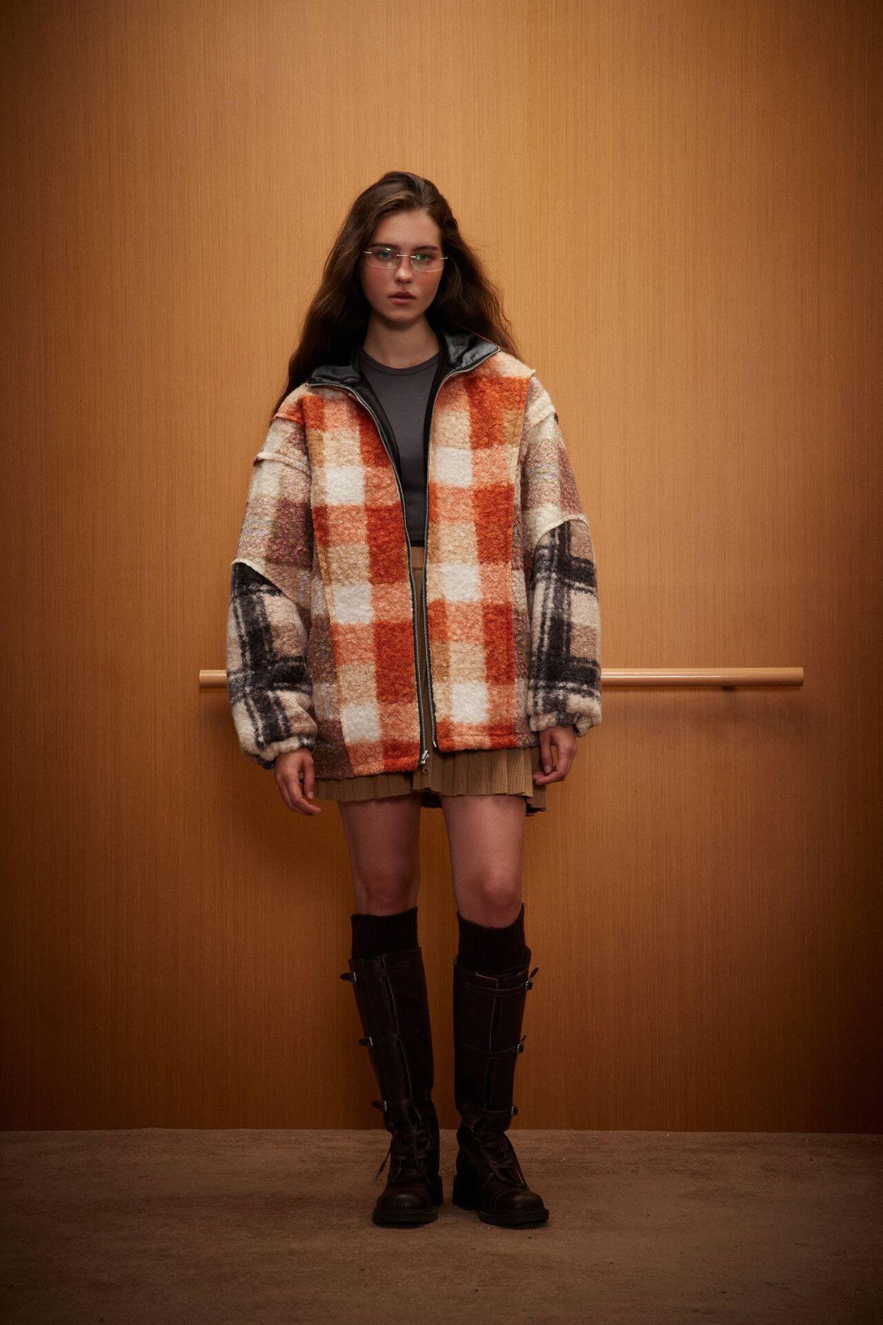 Reversible Leather Plaid Jacket