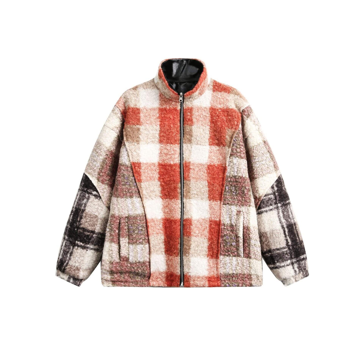 Reversible Leather Plaid Jacket