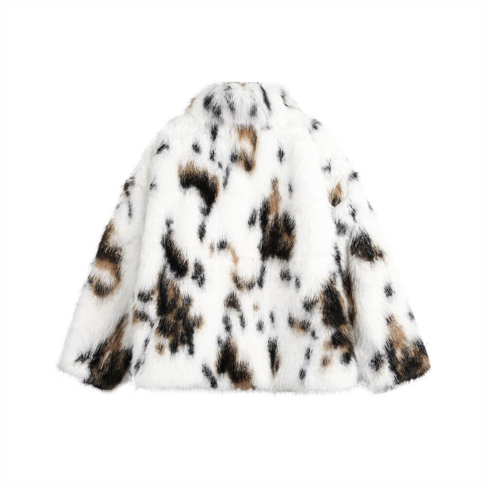 Spotted Tie-Dye Eco Fur Jacket