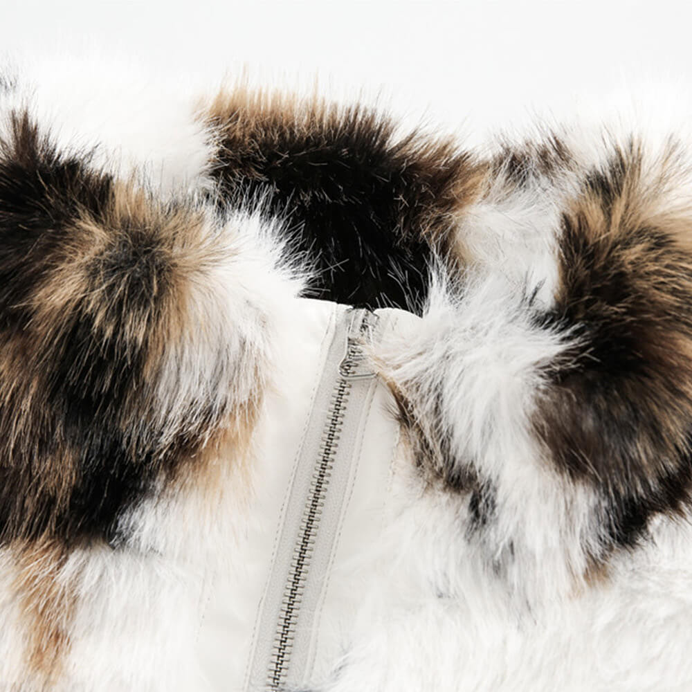 Spotted Tie-Dye Eco Fur Jacket