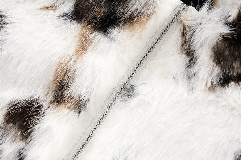 Spotted Tie-Dye Eco Fur Jacket
