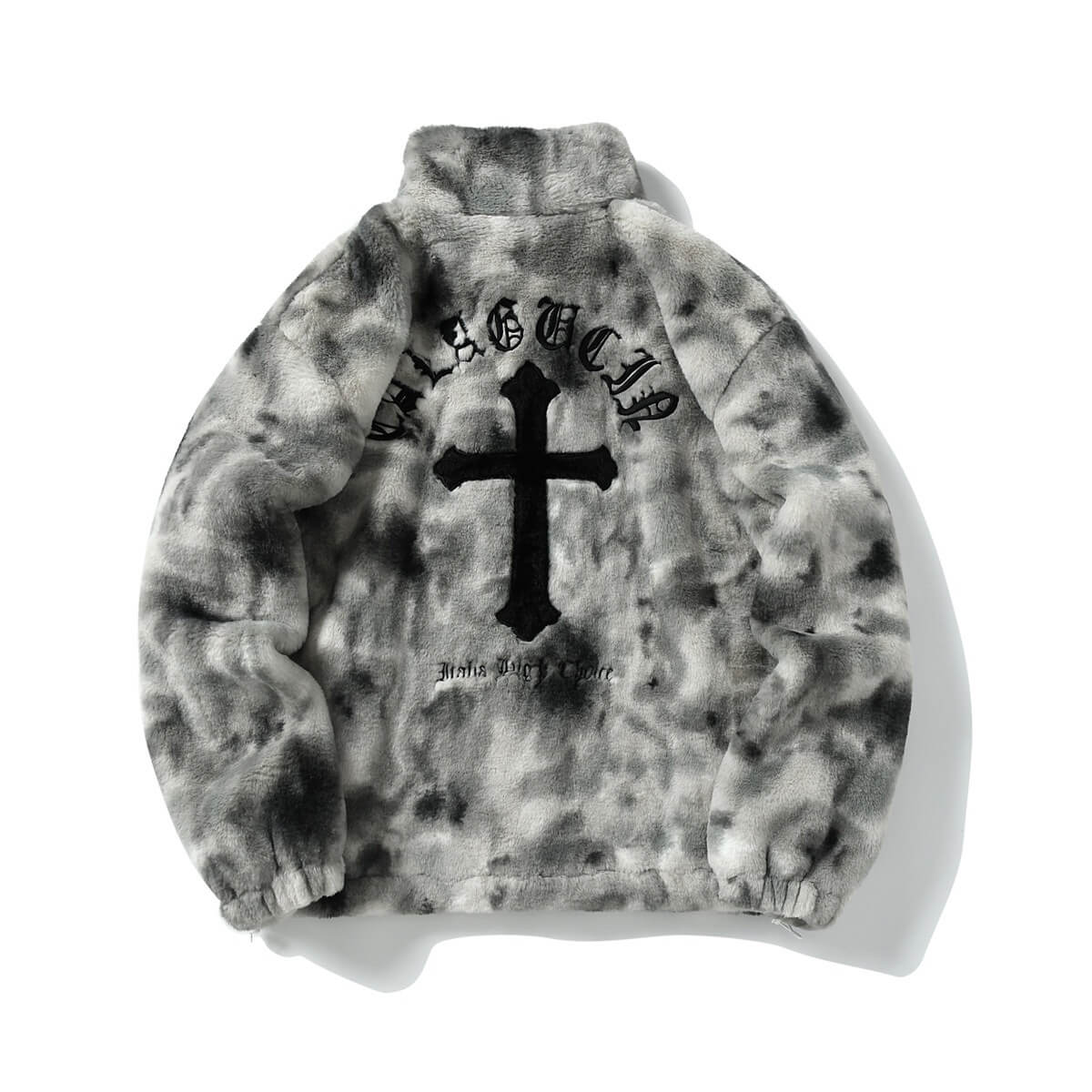 Gothic Cross Tie-Dye Plush Jacket