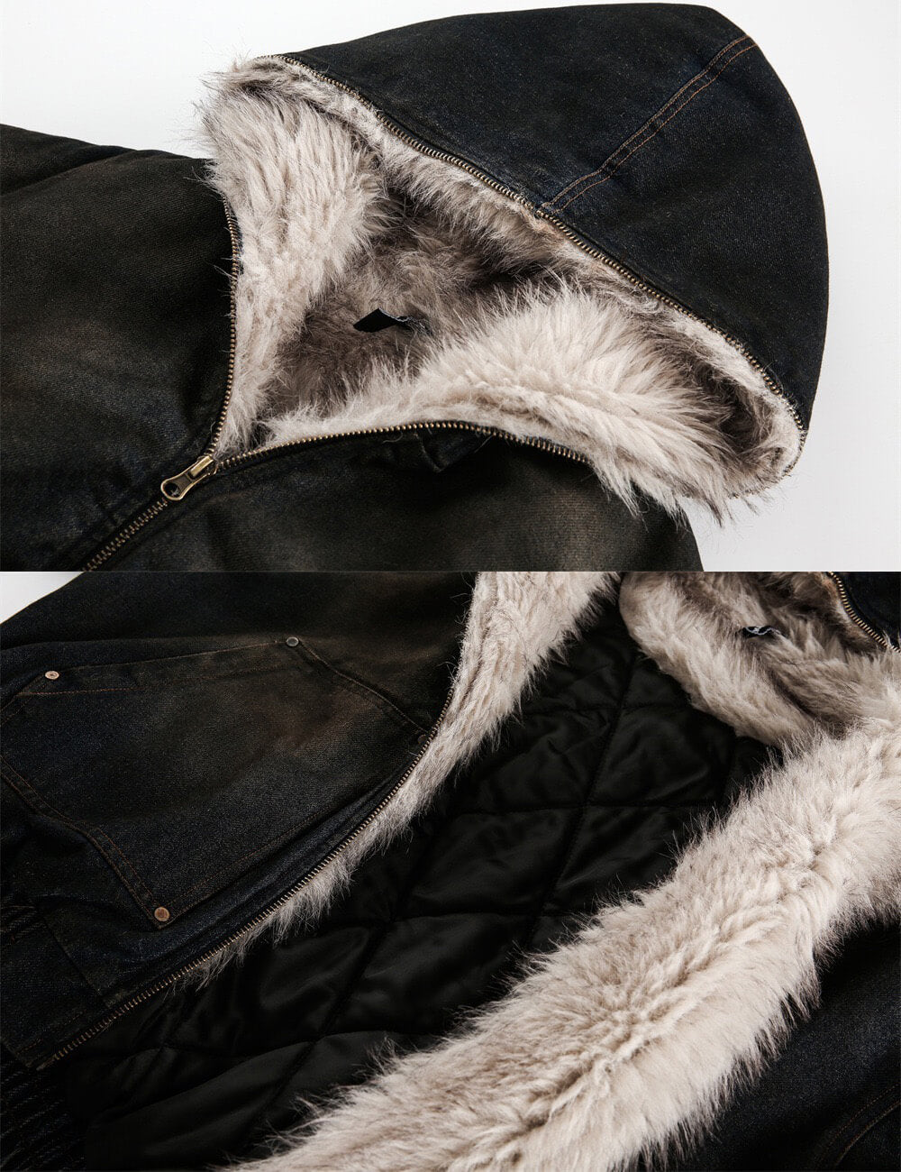 Vintage Faux Fur-Lined Denim Jacket