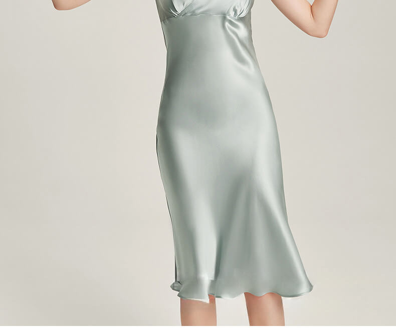 Washable Silk V-Neck Cross Front Cami Dress