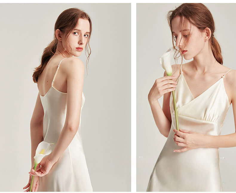 Washable Silk V-Neck Cross Front Cami Dress