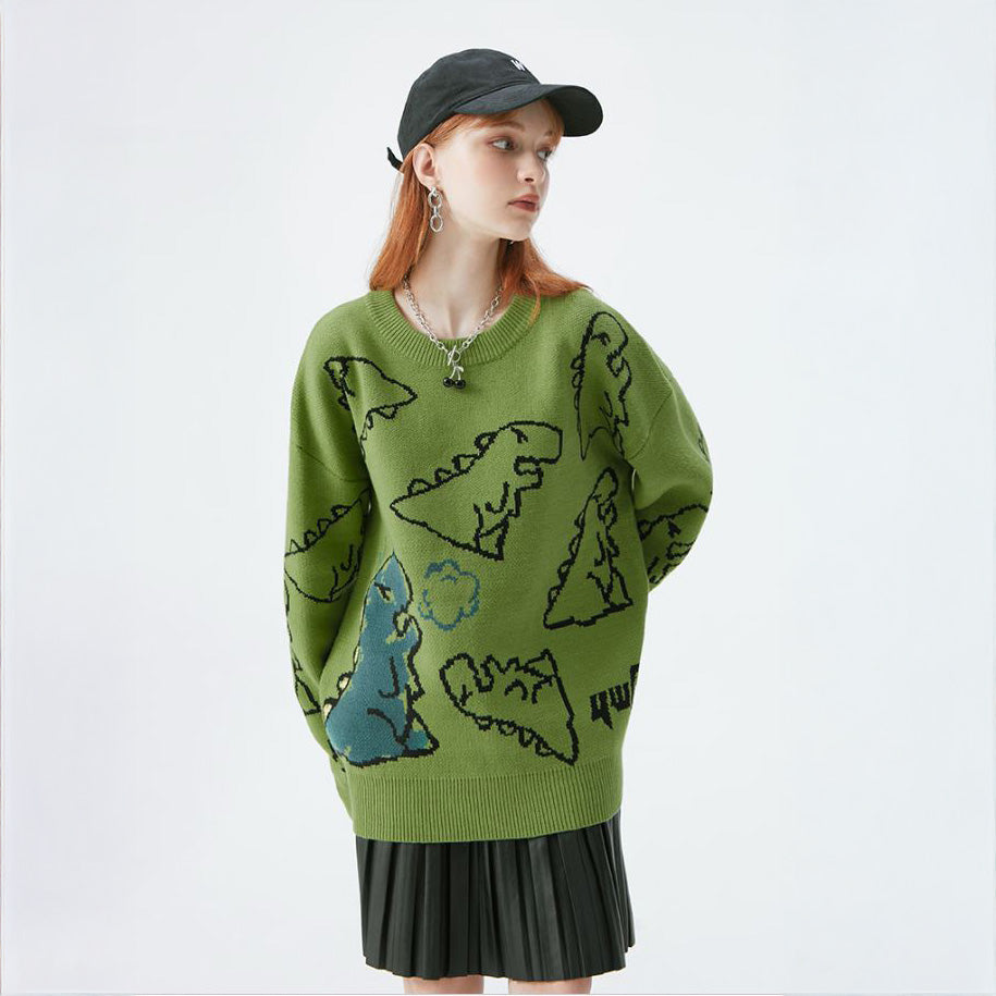 Dino Graphic Jacquard Knit Sweater