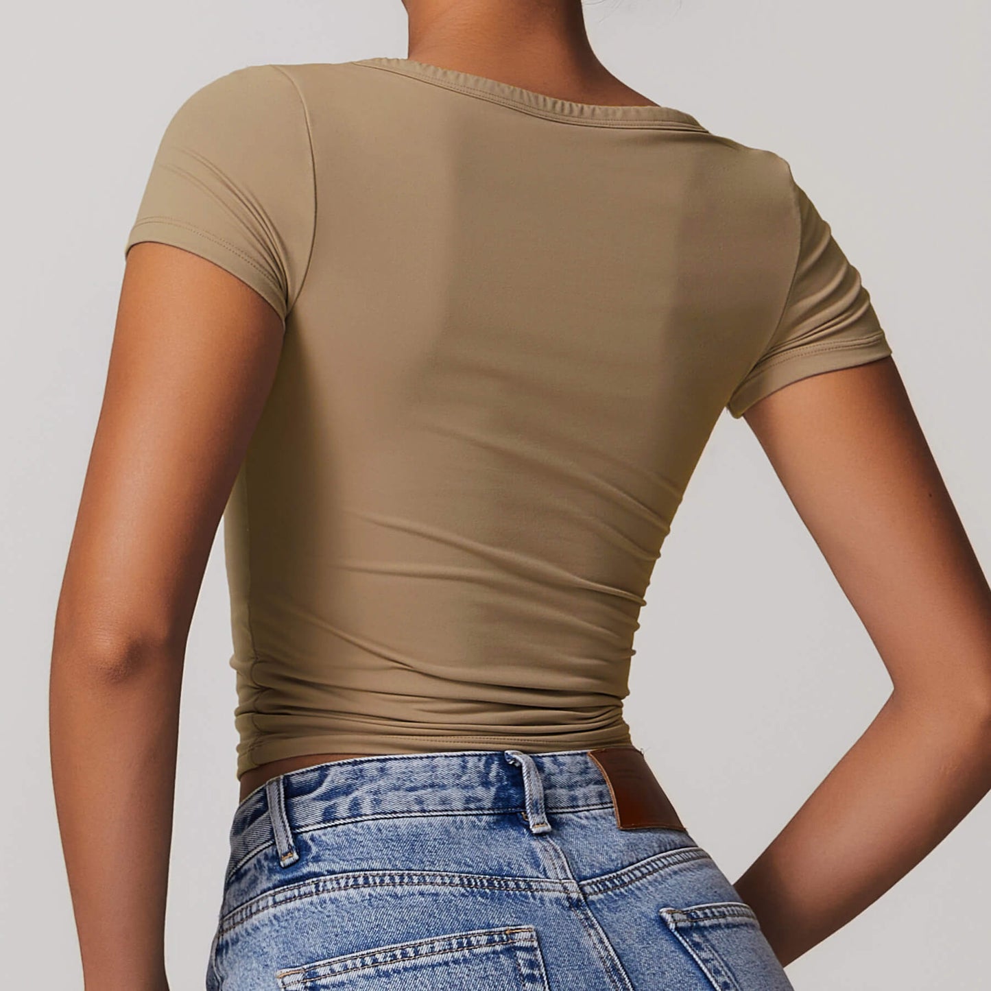 Button V-neck Crop Top