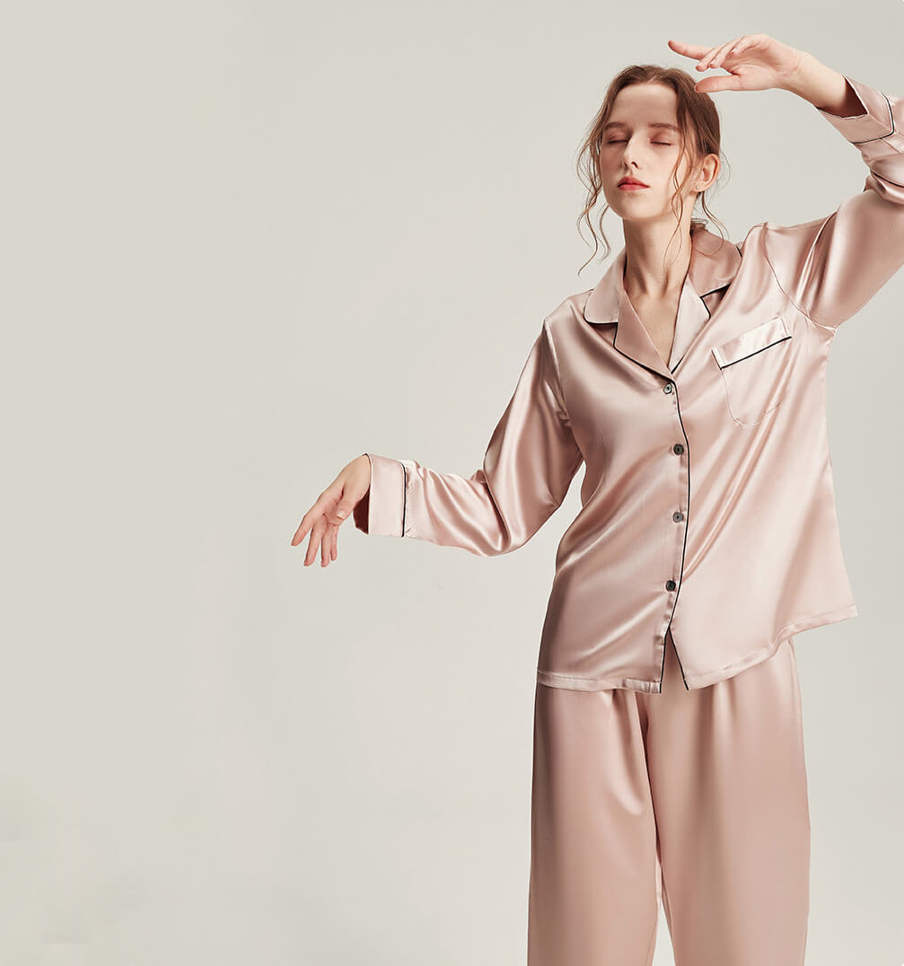 Washable Silk Long Sleeve Classic Pant Set