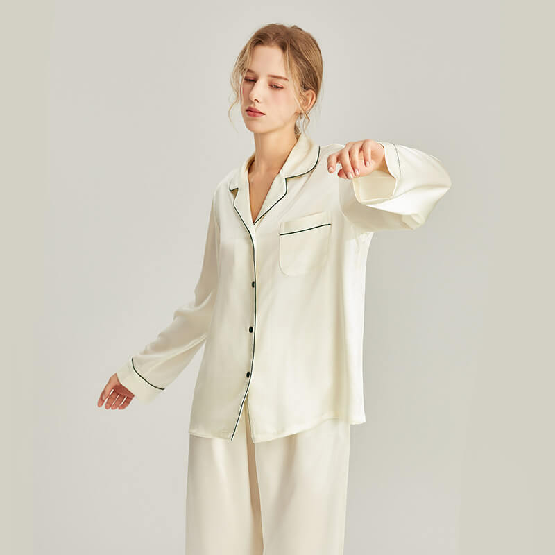 Washable Silk Long Sleeve Classic Pant Set