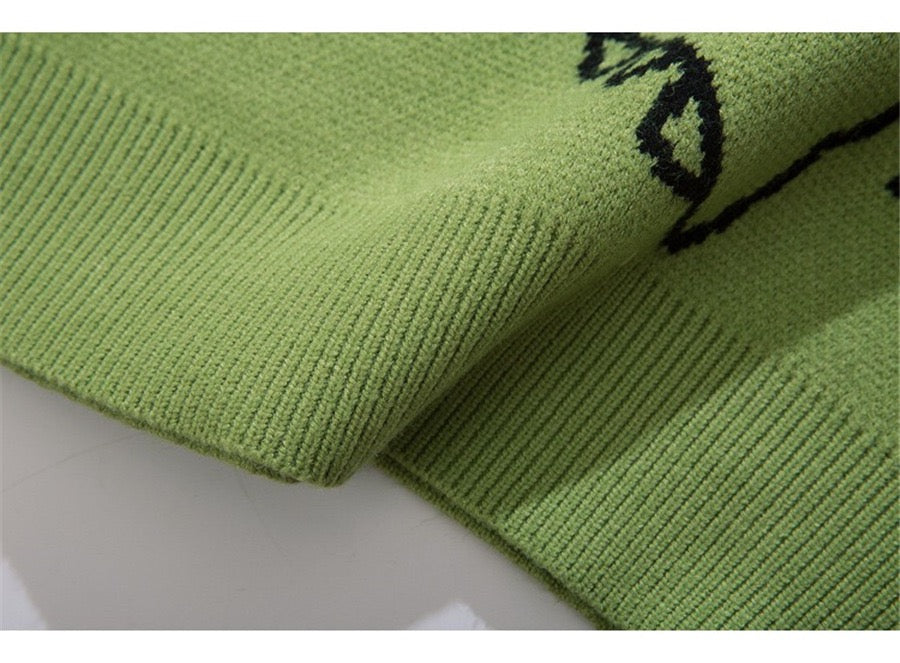 Dino Graphic Jacquard  Knit Sweater