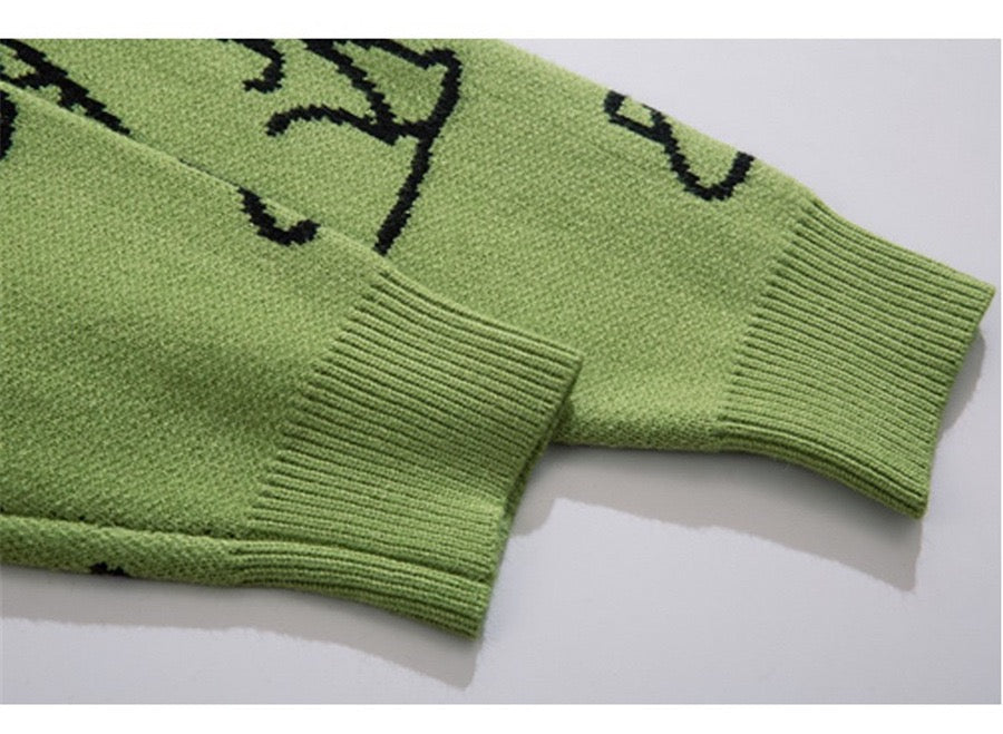 Dino Graphic Jacquard  Knit Sweater