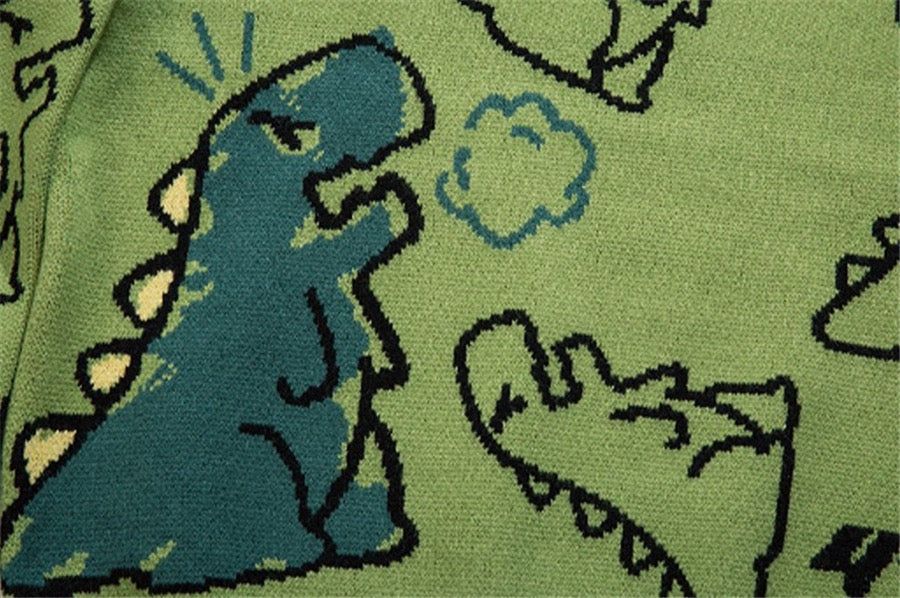 Dino Graphic Jacquard  Knit Sweater
