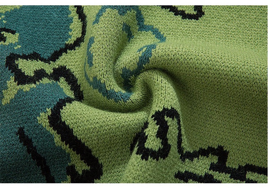Dino Graphic Jacquard  Knit Sweater