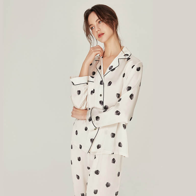 Washable Silk Polka Dots Pant Set