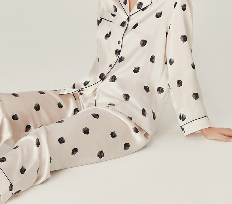 Washable Silk Polka Dots Pant Set