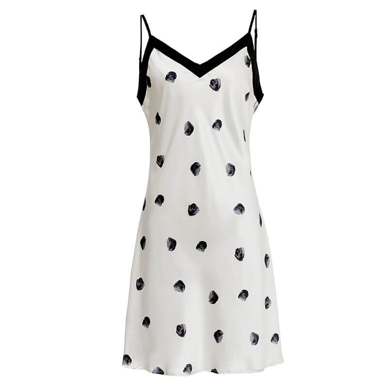 Washable Silk Polka Dots Slip Dress