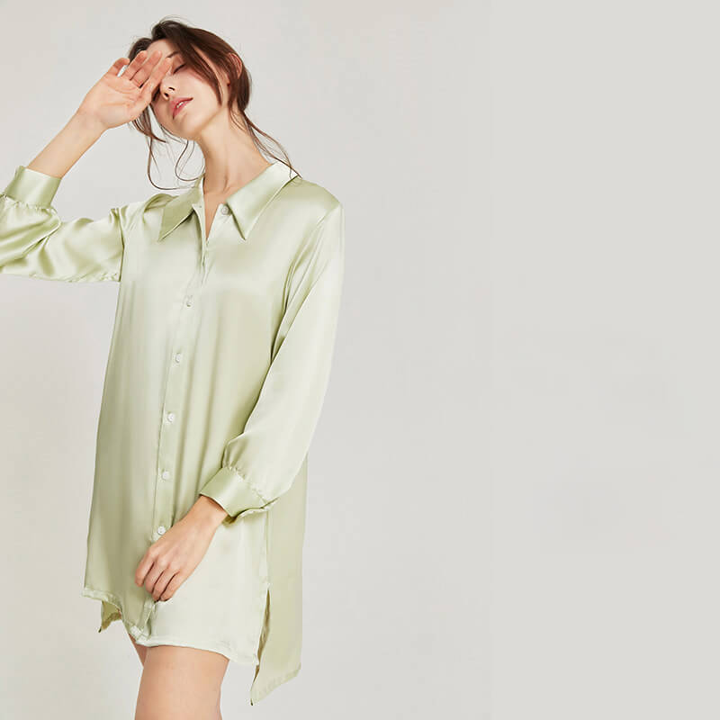 Washable Silk Spring Shirt Dress