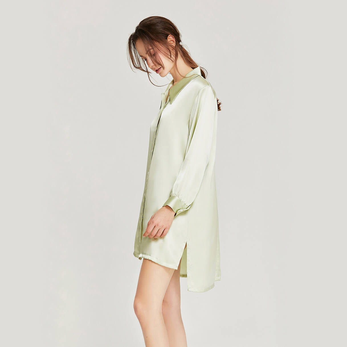 Washable Silk Spring Shirt Dress