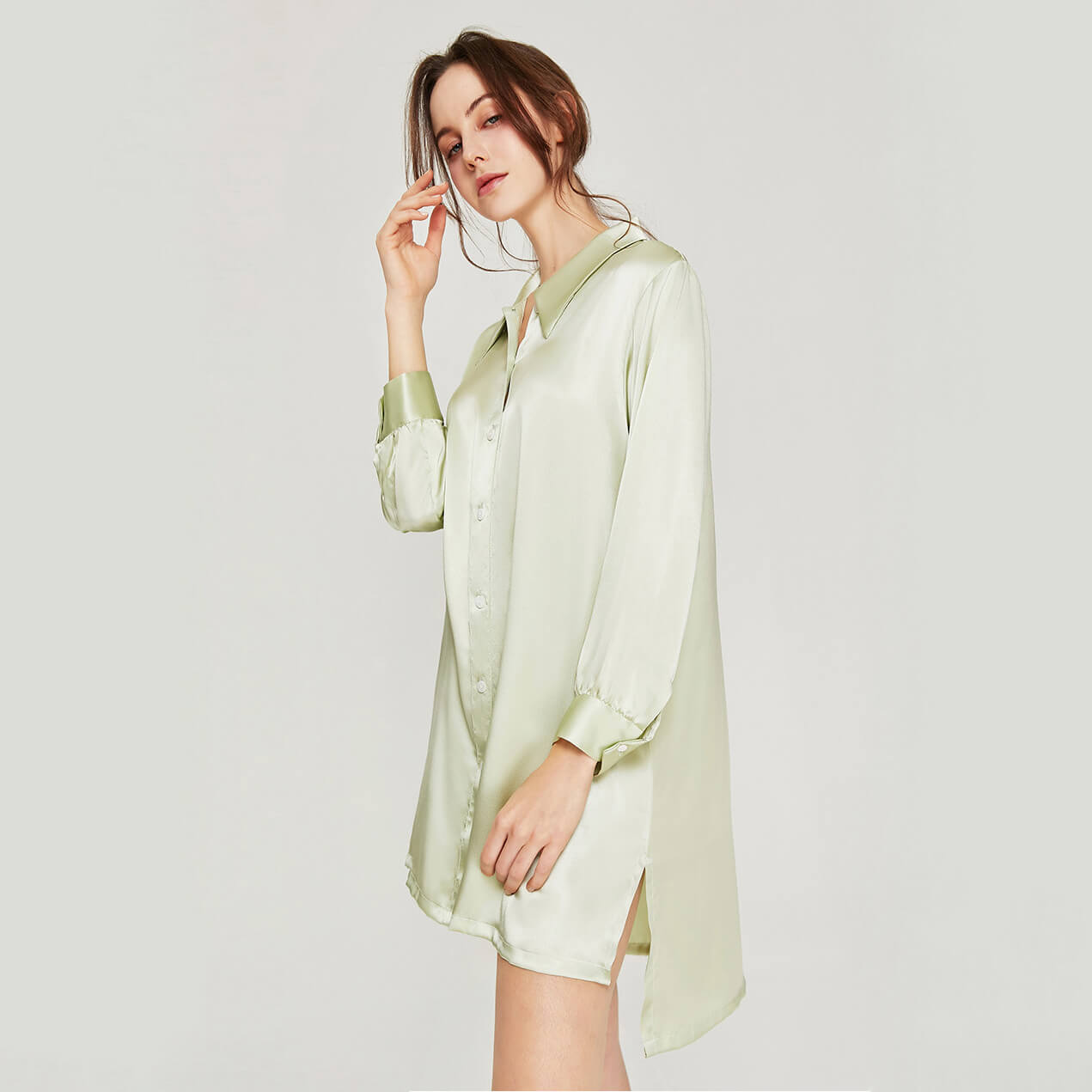 Washable Silk Spring Shirt Dress