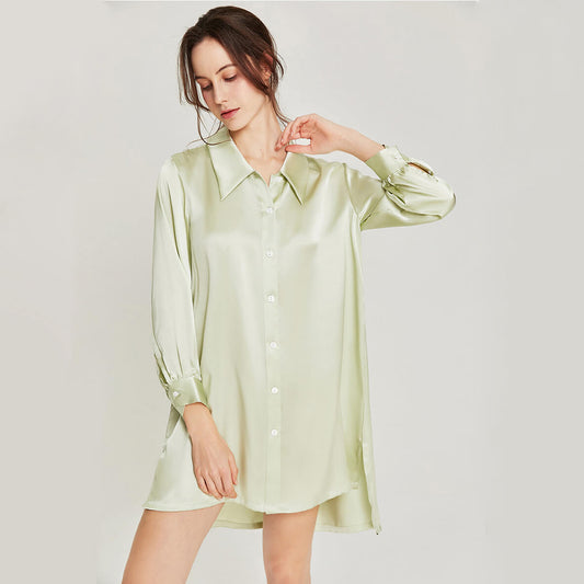 Washable Silk Spring Shirt Dress