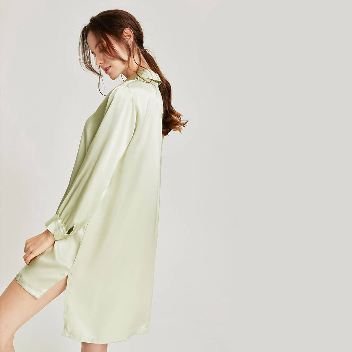 Washable Silk Spring Shirt Dress