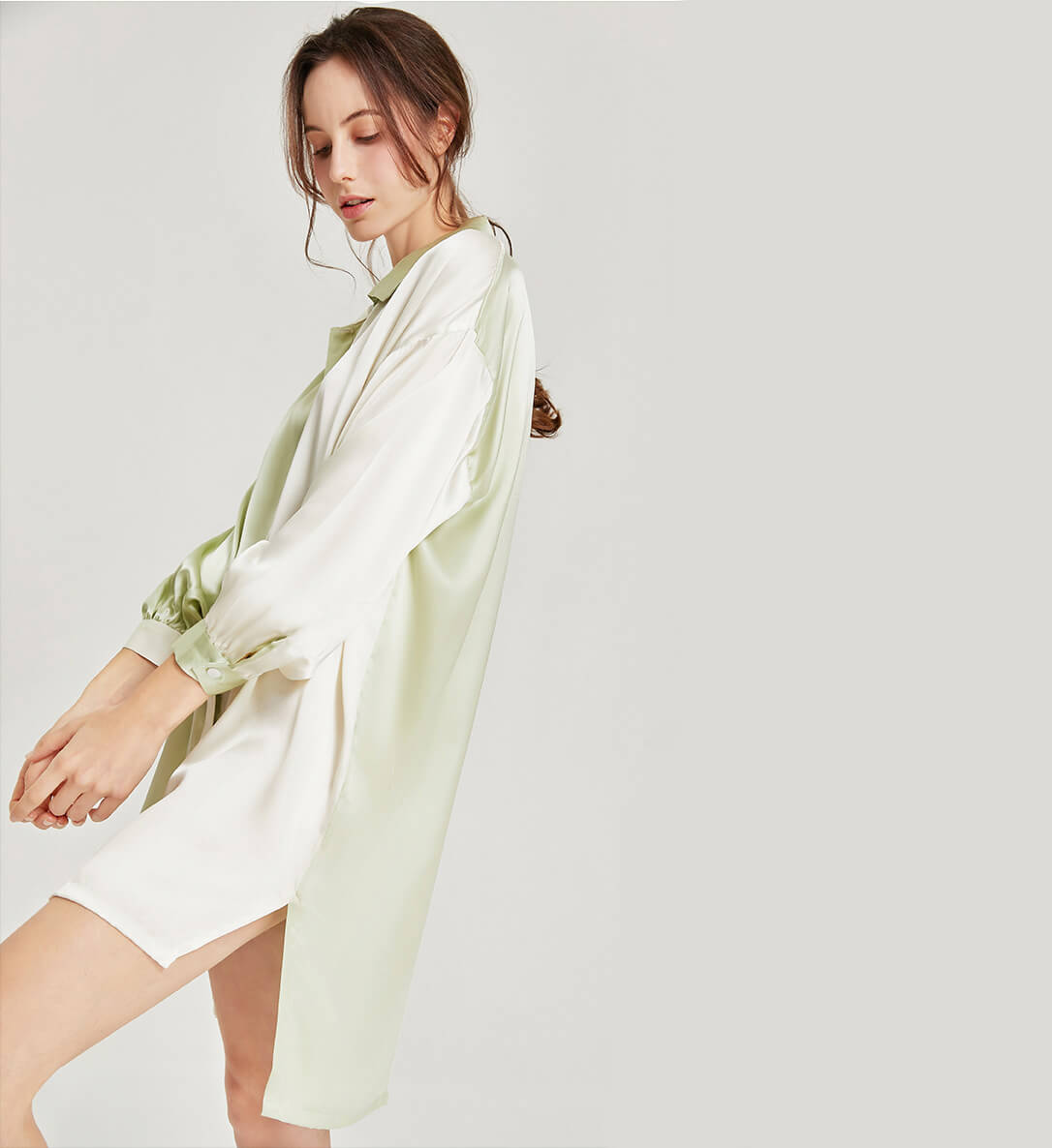 Washable Silk Spring Shirt Dress