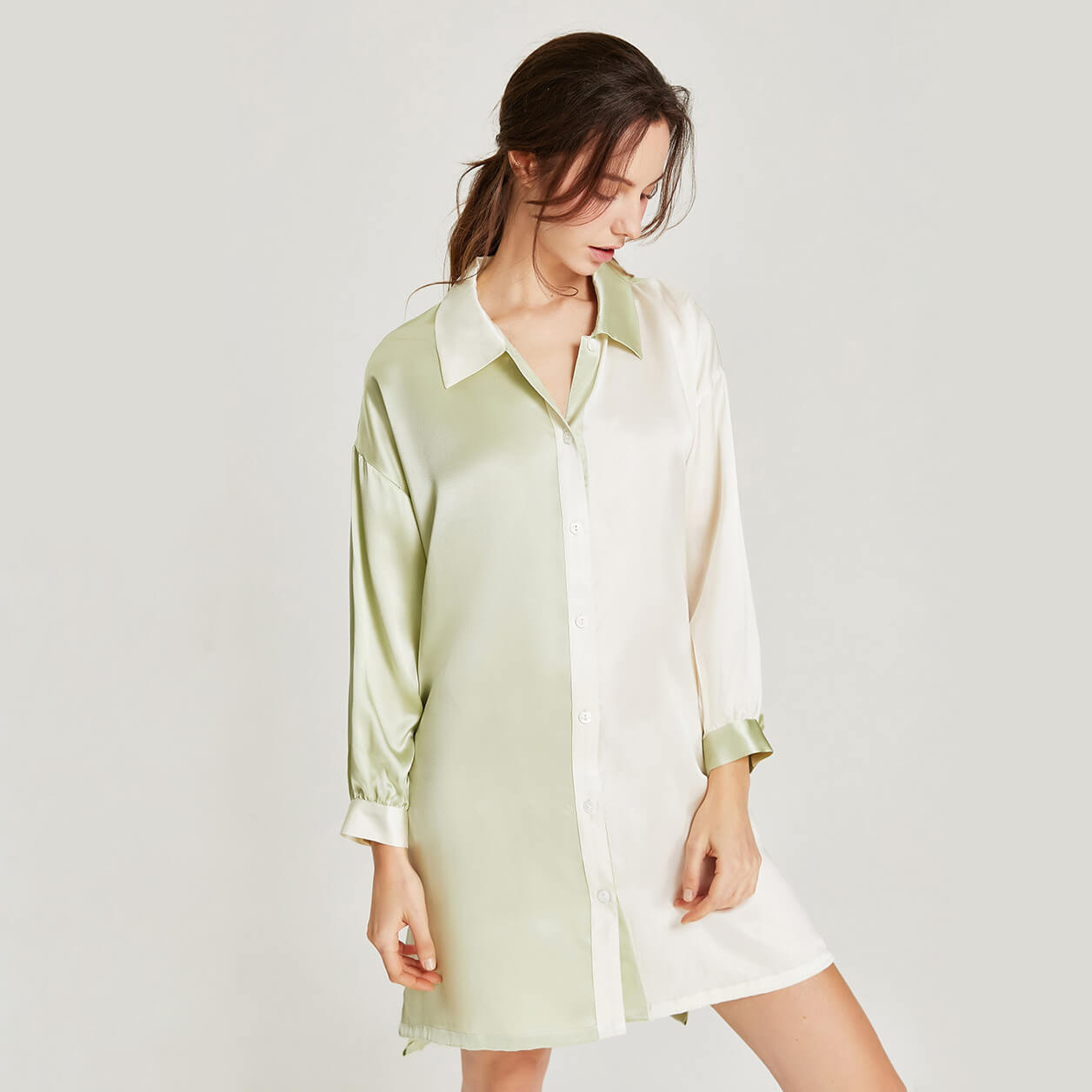 Washable Silk Spring Shirt Dress