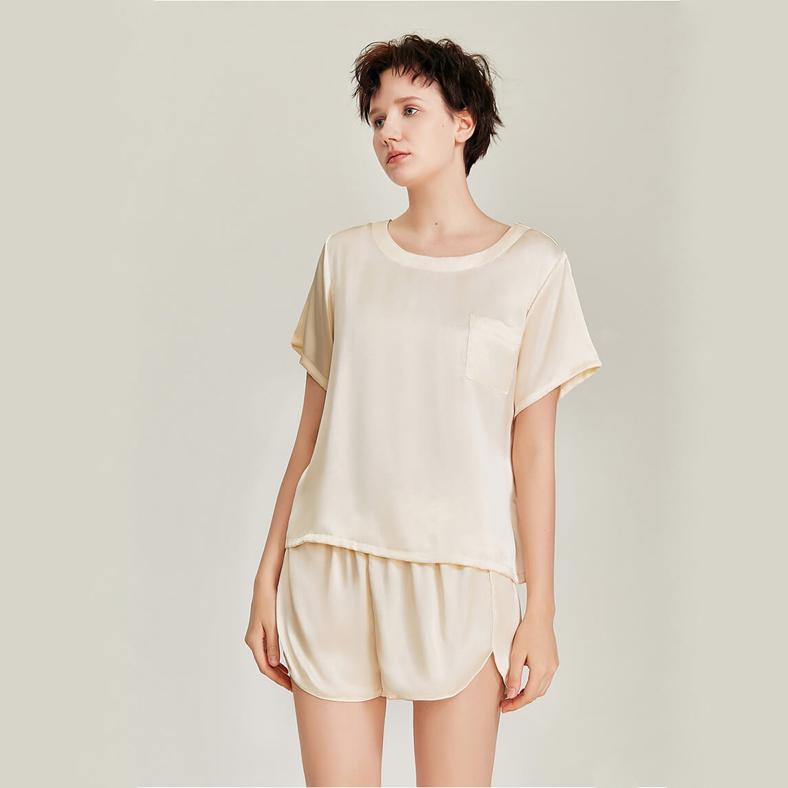 Washable Silk Short Sleeve Set