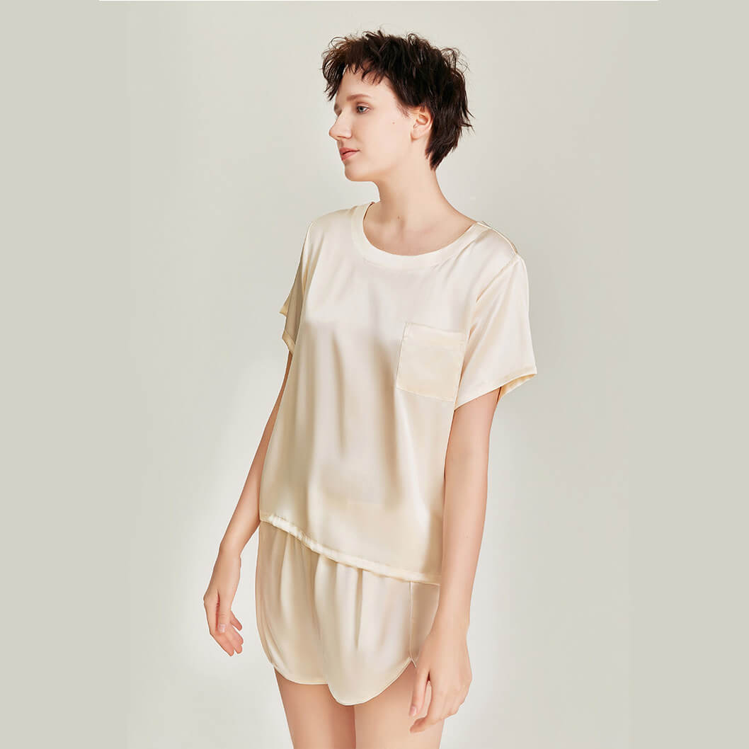 Washable Silk Short Sleeve Set