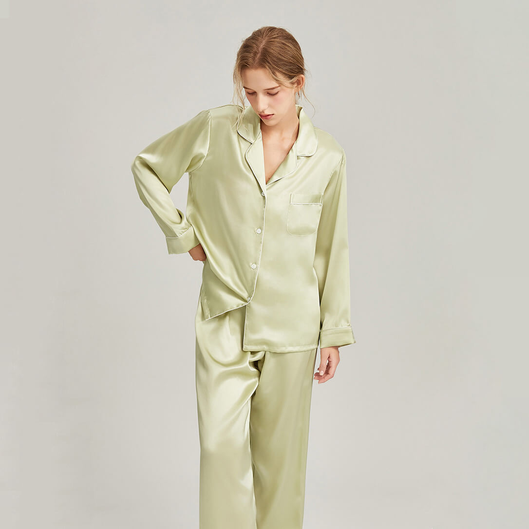 Washable Silk Long Sleeve Classic Pant Set