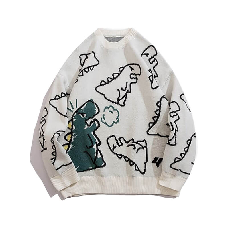 Dino Graphic Jacquard  Knit Sweater