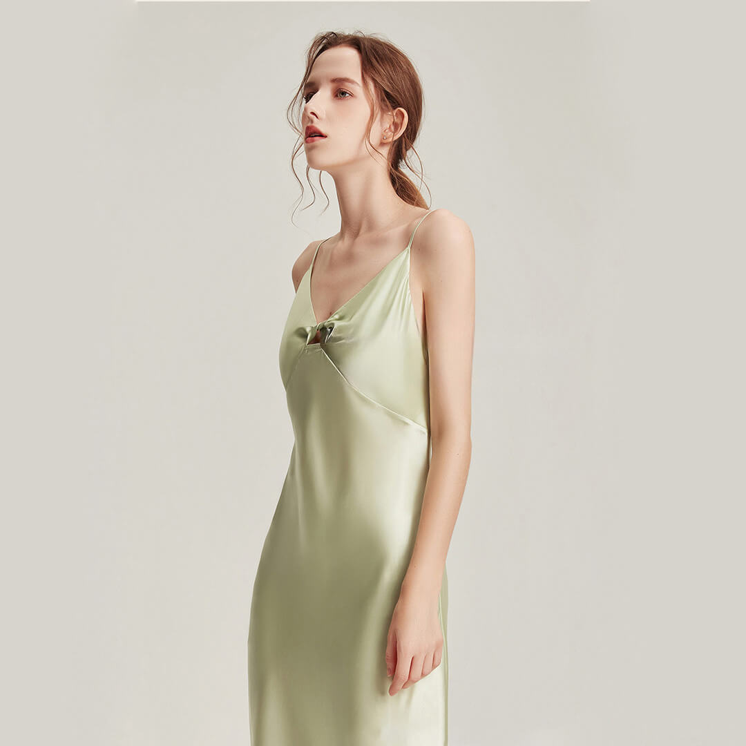 Washable Silk Twist Front Midi Dress