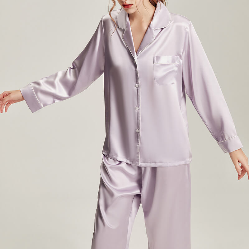 Washable Silk Long Sleeve Classic Elegance Pant Set