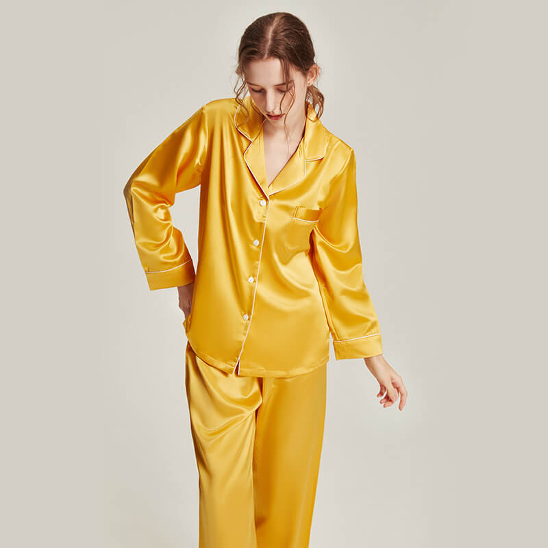 Washable Silk Long Sleeve Classic Elegance Pant Set
