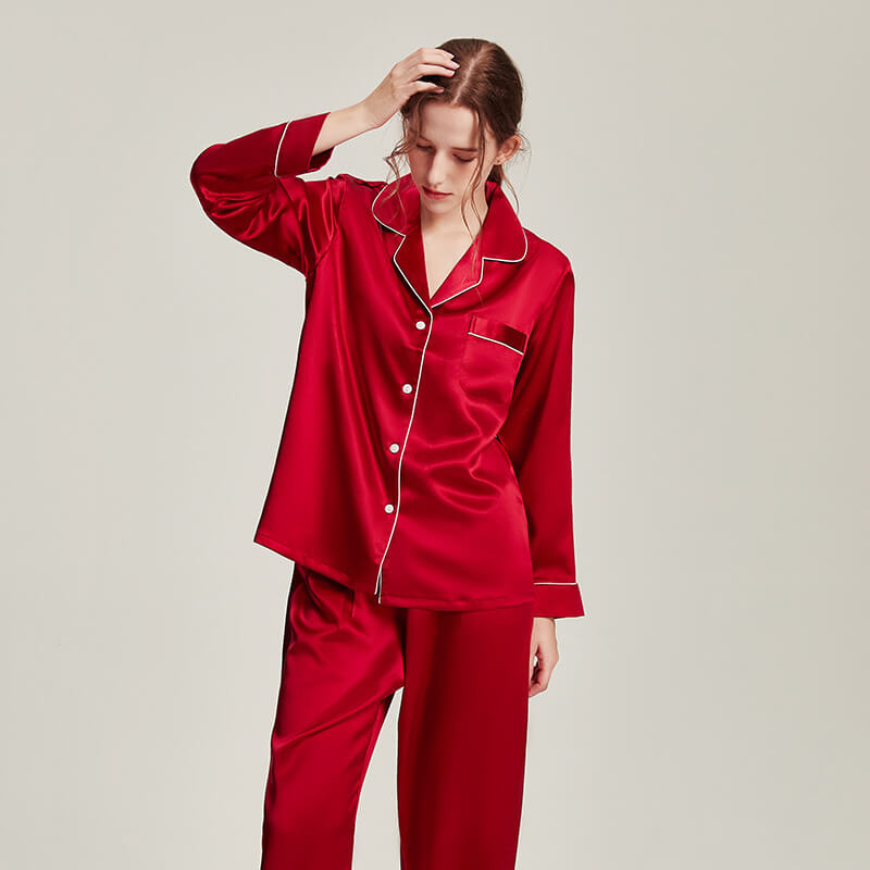 Washable Silk Long Sleeve Classic Elegance Pant Set