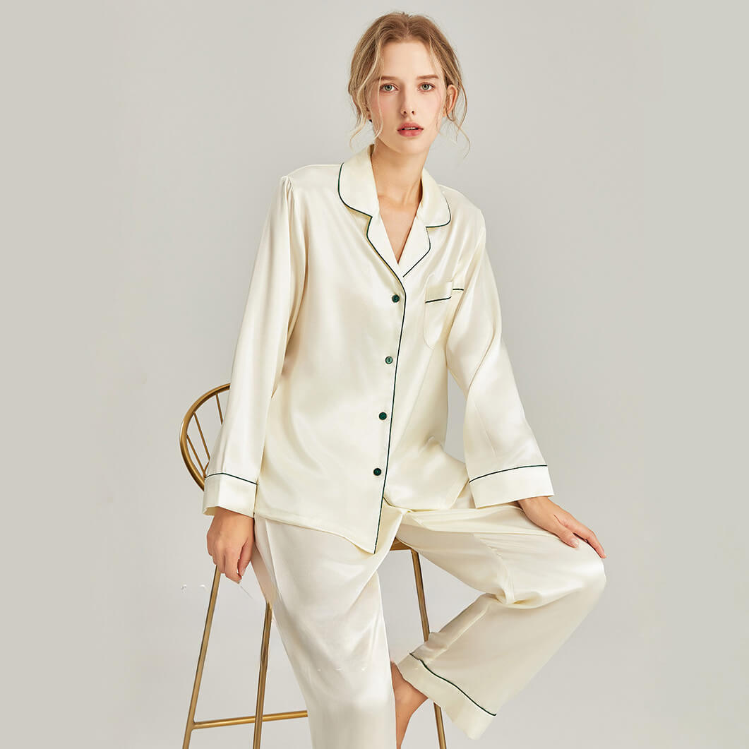 Washable Silk Long Sleeve Classic Pant Set