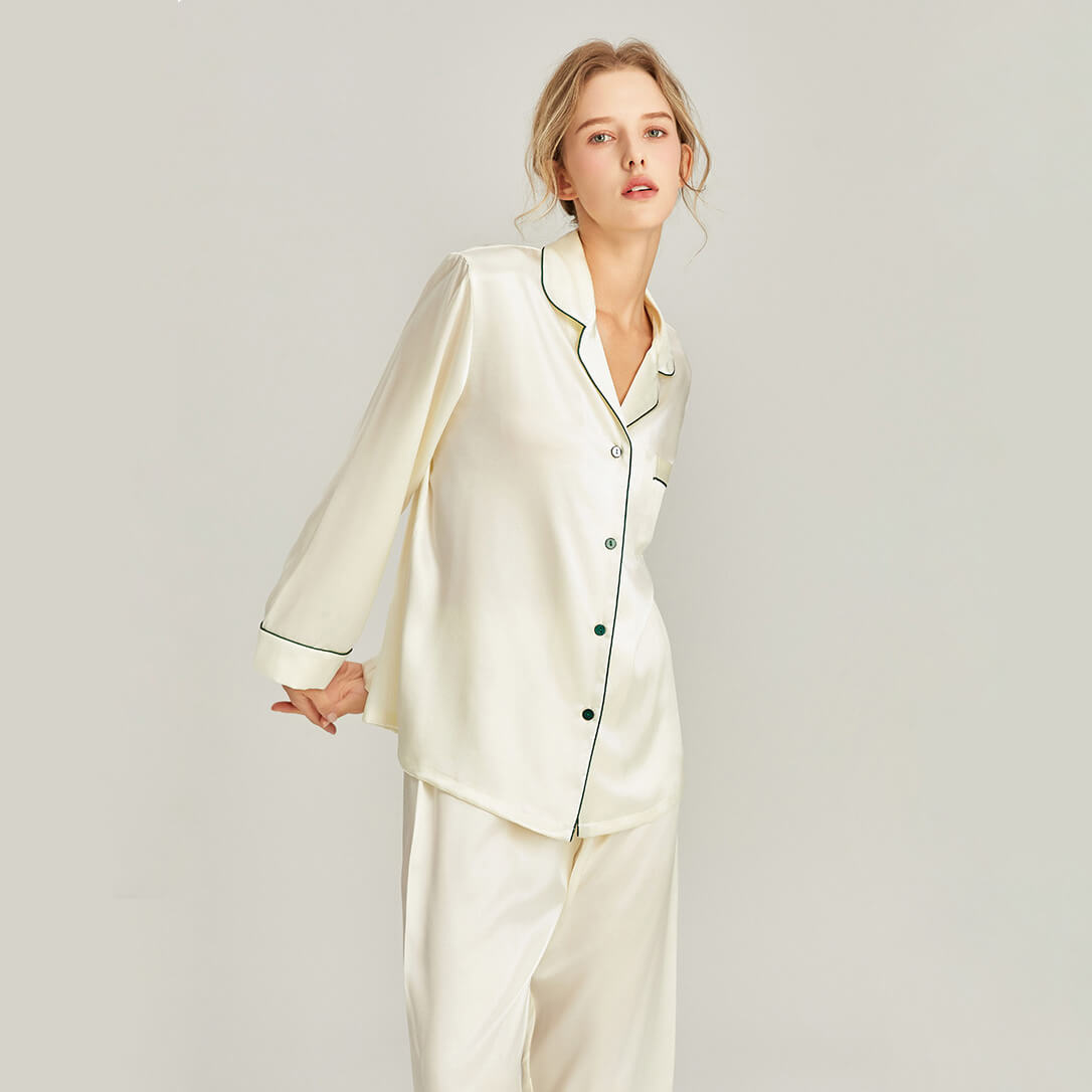 Washable Silk Long Sleeve Classic Pant Set