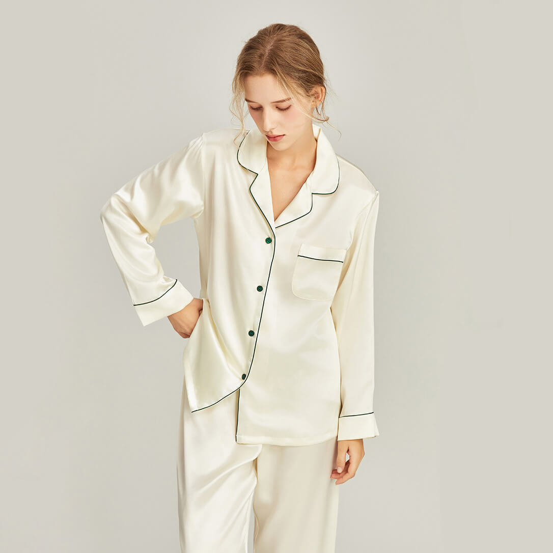 Washable Silk Long Sleeve Classic Pant Set