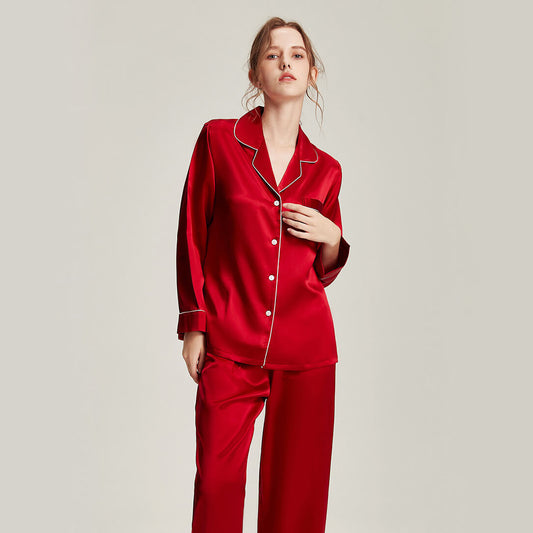 Washable Silk Long Sleeve Classic Elegance Pant Set