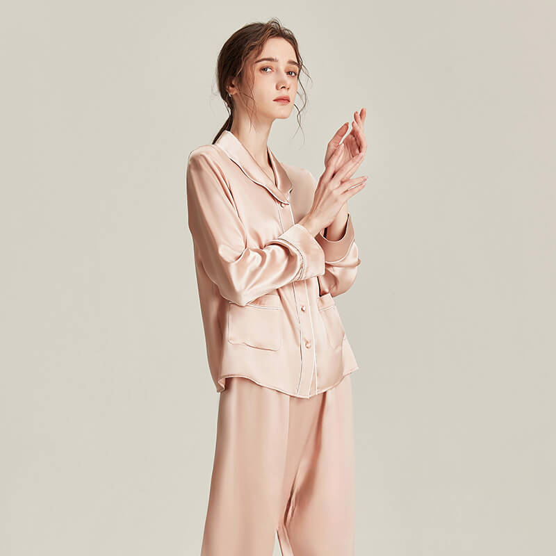Washable Silk Long Sleeve Classic Pant Set