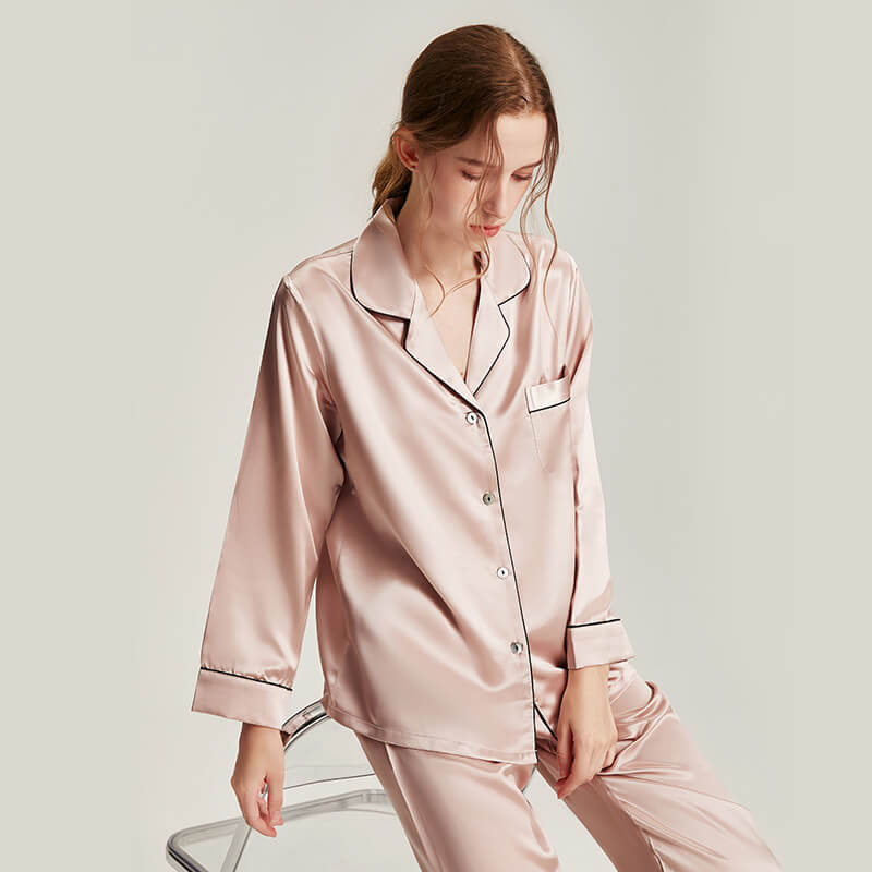 Washable Silk Long Sleeve Classic Pant Set