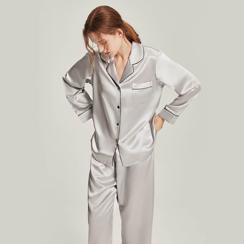 Washable Silk Long Sleeve Classic Pant Set