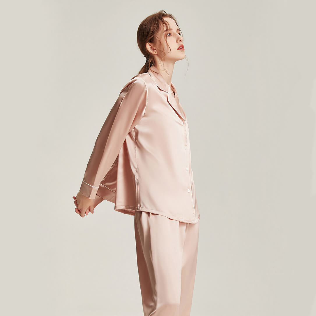 Washable Silk Long Sleeve Classic Pant Set